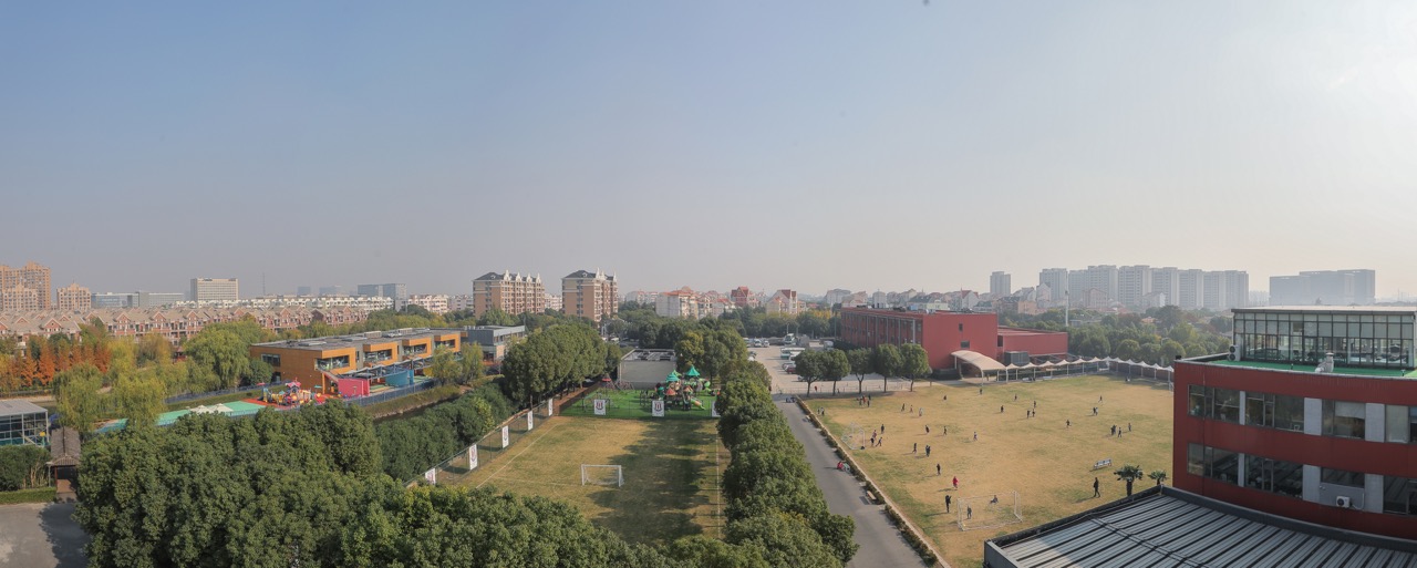 Aerial view of the WISS campus in Xujing, Shanghai