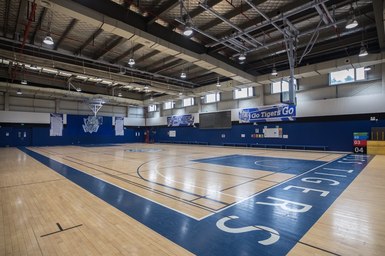 Main gymnasium — basketball, volleyball, PE
